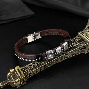 COPY - MULTILAYER LEATHER WITH CUBIC ZIRCONIA BRACELET.